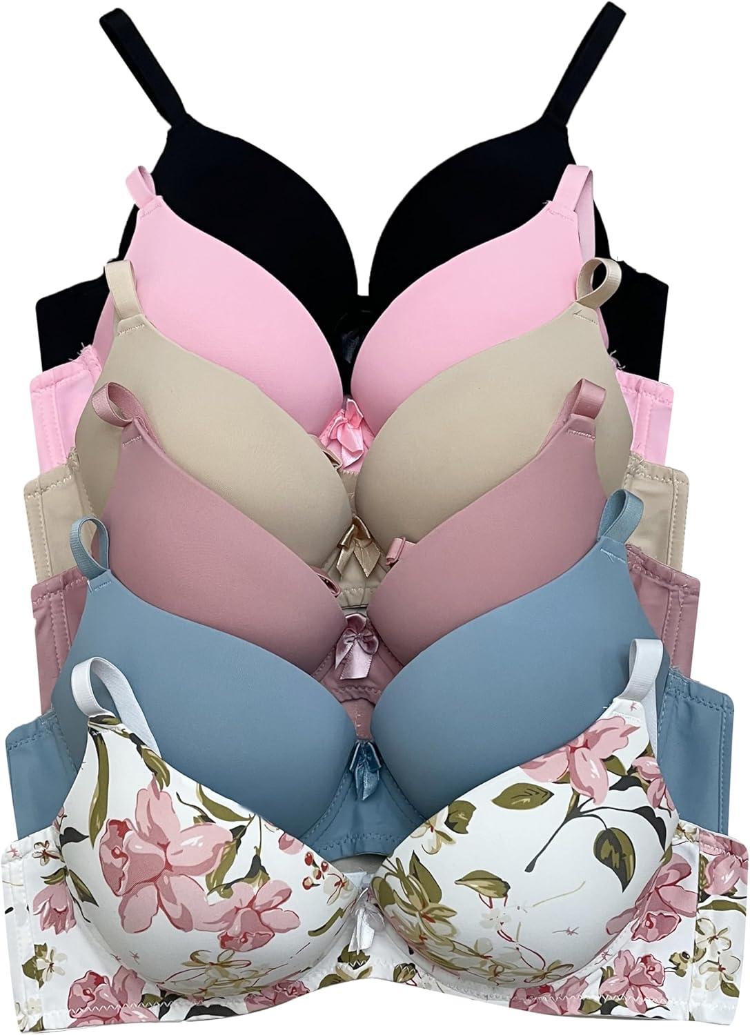 6 Pack Double Pushup Lace Bras: The Ultimate Comfort & Style for B & C Cups!