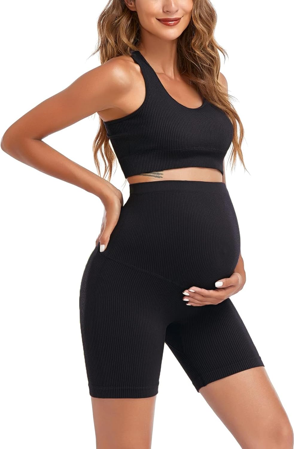 Comfort Meets Style: Women's Maternity 2 Piece Outfit Set for Active Moms