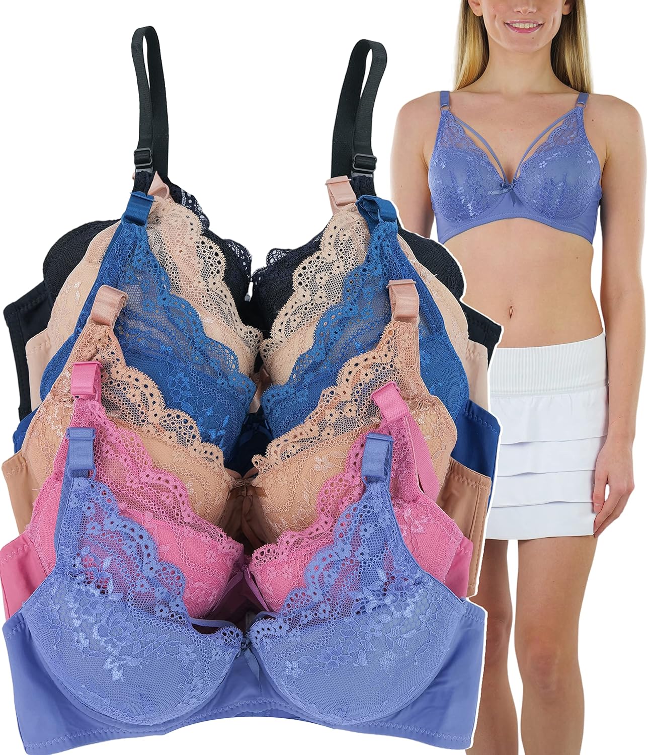 Elevate Comfort with ToBeInStyle's Pack of 6 Underwire Padded Bras: A Must-Have!