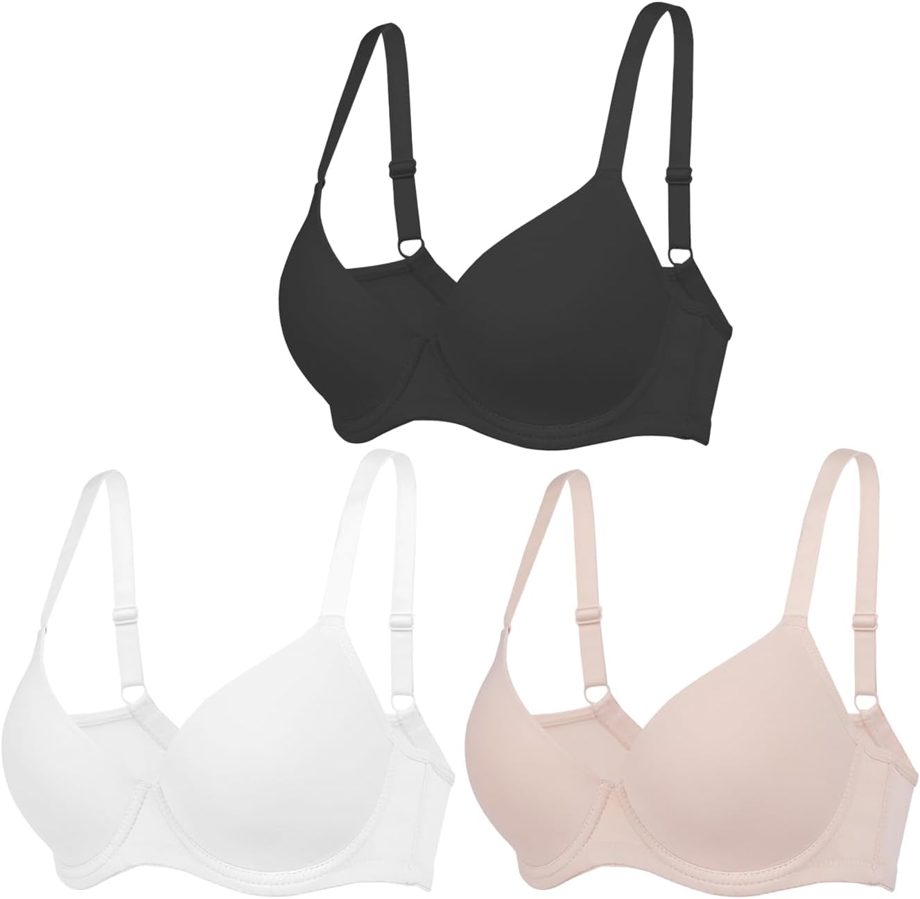 Ultimate Comfort: 3Pcs Push Up Everyday Bras for Women - Supportive & Stylish!