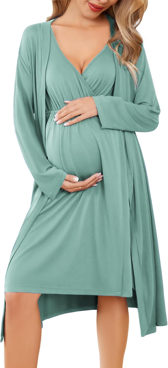 Maternity Comfort: Review of the Ekouaer Nursing Gown & Robe Set