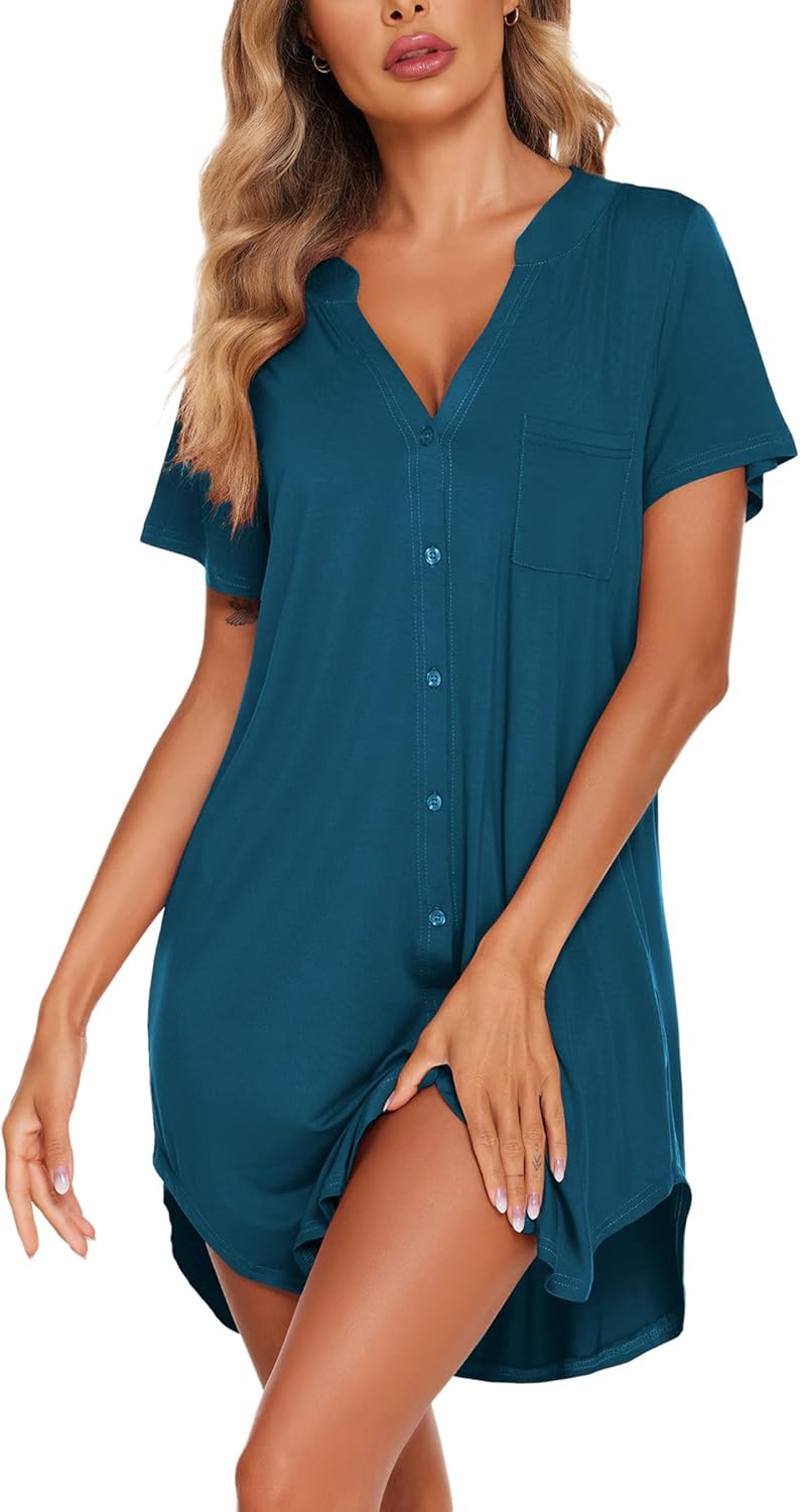 Sleepless Nights No More: Ekouaer V Neck Button Down Nightgown Review