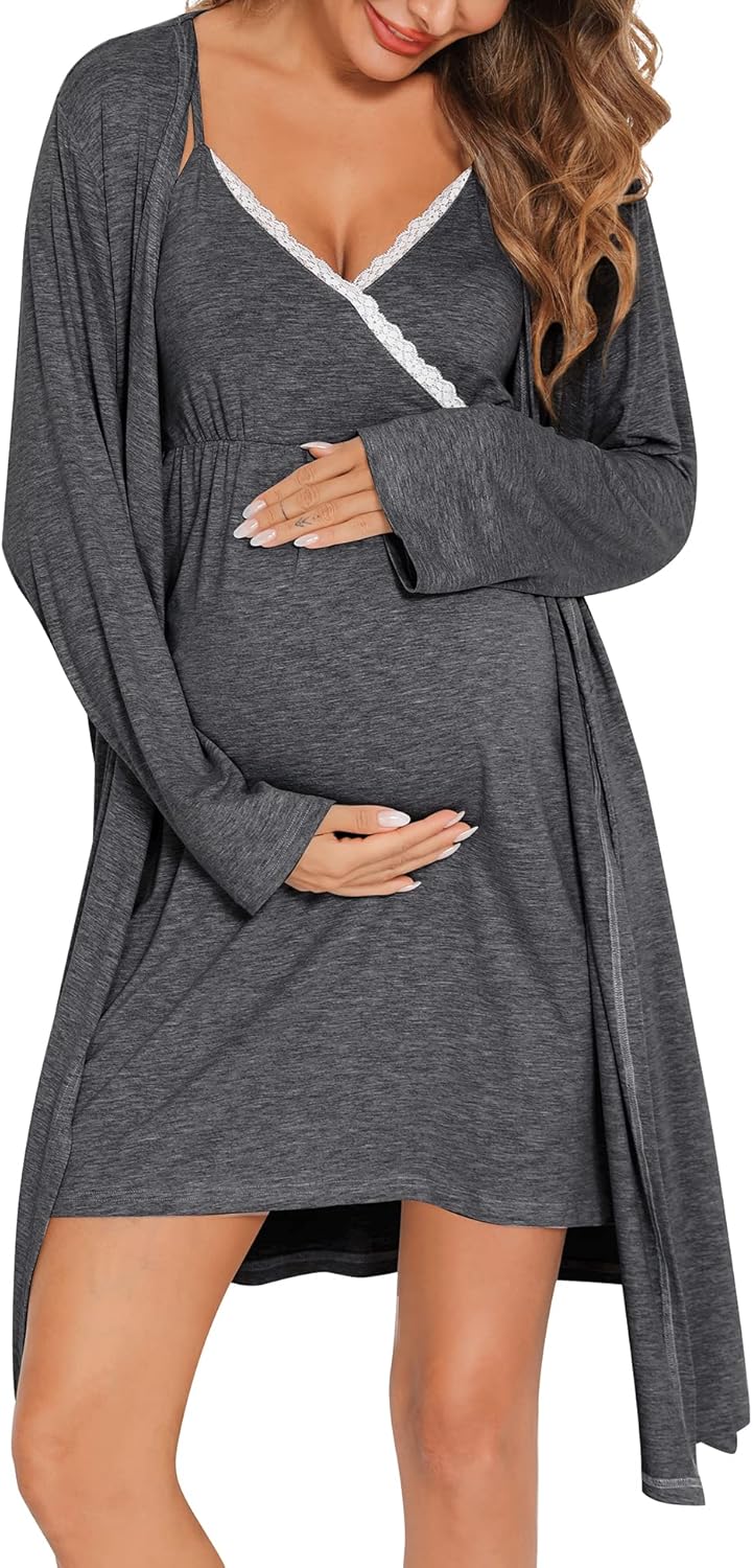 The Ultimate Comfort: SWOMOG 3-in-1 Maternity Robe & Nursing Nightgown Review